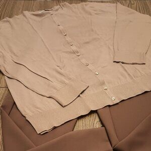 Loft Size XXL Tan Crew Neck Cardigan Sweater  (NWT)